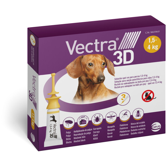VECTRA 3D PERRO (1,5-4KG) 3 PPT AMARILLO
